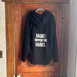 Brunette The Label Black Hoodie with White Print